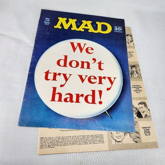 Mad Magazine #115 December 1967 We Dont Try Hard Star Trek Norman Mingo Detached - Picture 1 of 9